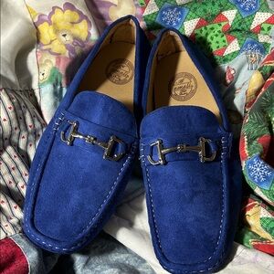 Amali NWOB Royal Blue Suede W/Horse Bit-Detail Driving Moccasins Loafers, Sz 13